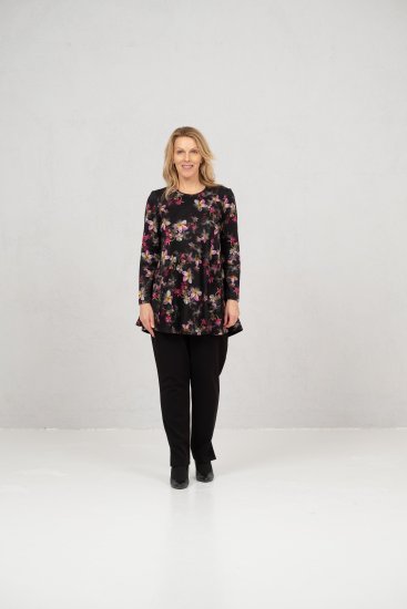 Scandinavian Caramel Flowers Tunic Red and Pink - Tiskana majica za žene - 