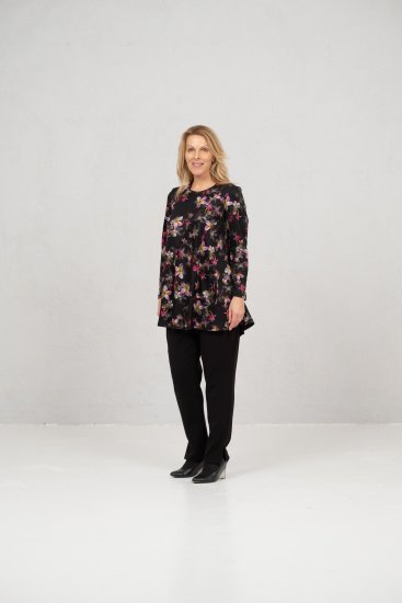 Scandinavian Caramel Flowers Tunic Red and Pink - Tiskana majica za žene - 