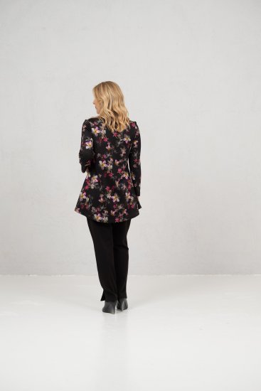 Scandinavian Caramel Flowers Tunic Red and Pink - Tiskana majica za žene - 