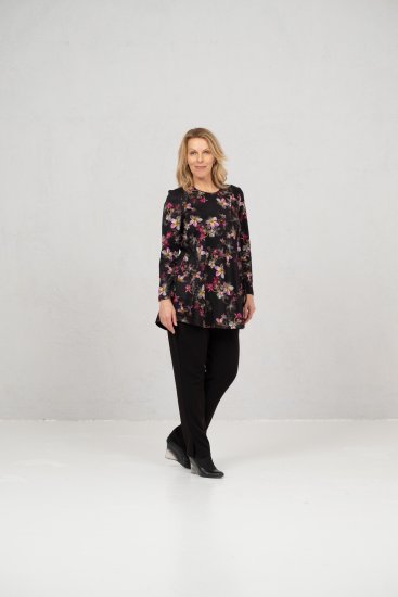 Scandinavian Caramel Flowers Tunic Red and Pink - Tiskana majica za žene - 