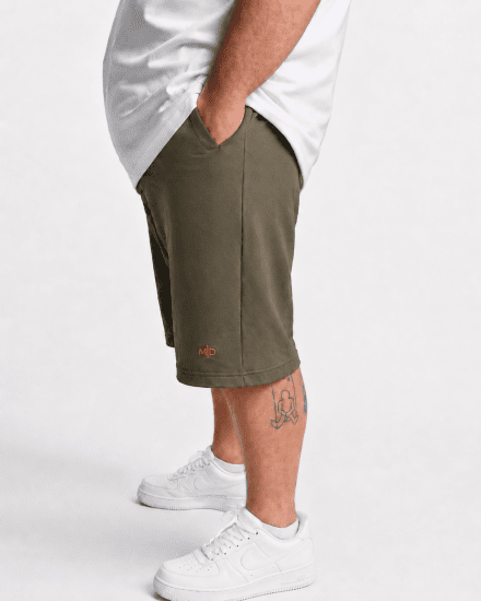 Motley Denim Paris Sweatshorts Dark Khaki - Sportske hlače & kratke - Muške Trenirke Veliki Brojevi