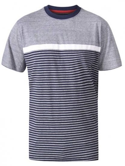 D555 Perkins Crew Neck Cut And Sew Jacquard T-Shirt Navy - Majice Kratkih Rukava - Muške Majice Kratkih Rukava Veliki Brojevi 