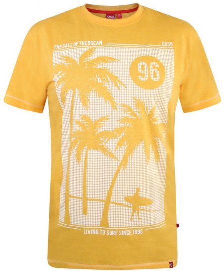 D555 Kansas T-shirt Yellow - Majice Kratkih Rukava - Muške Majice Kratkih Rukava Veliki Brojevi 