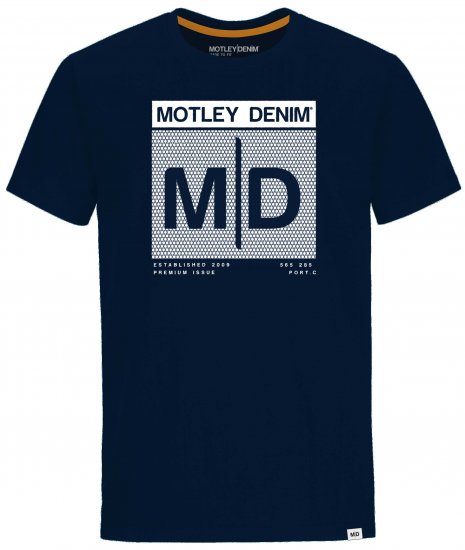 Motley Denim Poole T-shirt Navy - Majice Kratkih Rukava - Muške Majice Kratkih Rukava Veliki Brojevi 