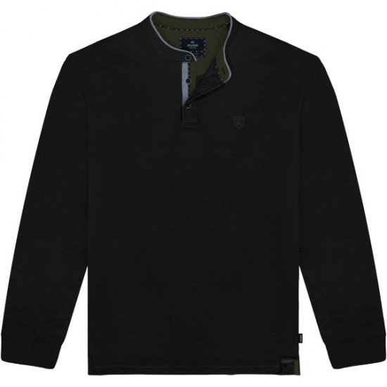 Double Outfitters PS-3099 Polo Shirt Mao Collar Black - Polo majice - Muške Polo Majice Veliki Brojevi