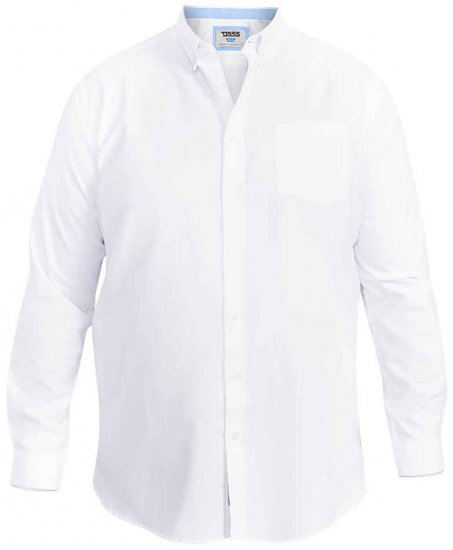 D555 Richard Long Sleeve Oxford Shirt White - Košulje - Muške Košulje Veliki Brojevi