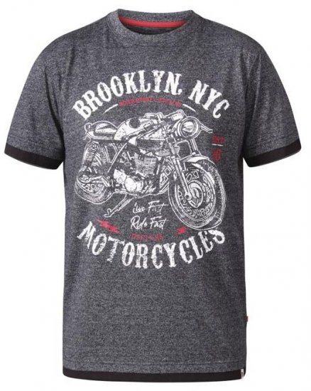 D555 Roman Brooklyn Motorcycles Crew Neck T-Shirt Black Twist - Majice Kratkih Rukava - Muške Majice Kratkih Rukava Veliki Brojevi 