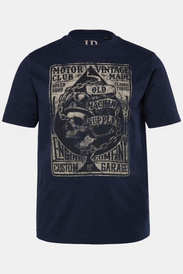 JP1880 T-Shirt Short Sleeve Skull Chest Print Navy - Majice Kratkih Rukava - Muške Majice Kratkih Rukava Veliki Brojevi 