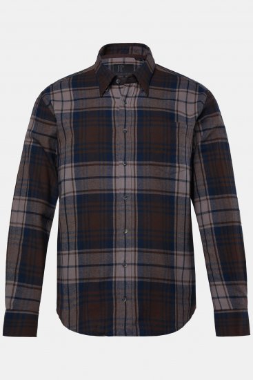 JP1880 Shirt Flannel Long Sleeve Dark Brown - Košulje - Muške Košulje Veliki Brojevi