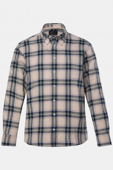 JP1880 Checked Flannel Shirt Long Sleeve Dark Dusty Pink - Košulje - Muške Košulje Veliki Brojevi
