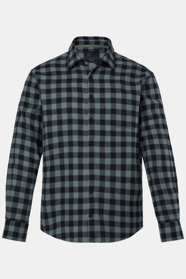 JP1880 Checked Flannel Shirt Long Sleeve Eucalyptus Green - Košulje - Muške Košulje Veliki Brojevi