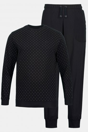 JP1880 Two-piece Pajama Belly Fit Long Sleeve Long Pants Black TALL - MUŠKA ODJEĆA MT-6XLT - Odjeća za Visoke Muškarce