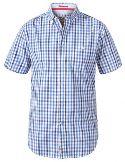 D555 Rowling Blue Gingham Short Sleeve Shirt - Košulje - Muške Košulje Veliki Brojevi