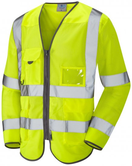 Leo Burrington Coolviz Superior Long Sleeve Waistcoat Hi-Vis Yellow - Radna odjeća - Radna Odjeća Veliki Brojevi