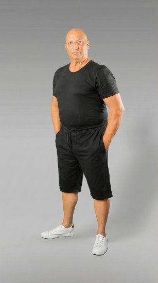 20 Nodi Scirocco Short Leg Sports Pants in Combed Cotton Jersey Black - Sportske hlače & kratke - Muške Trenirke Veliki Brojevi