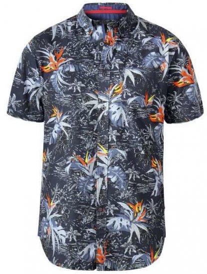D555 Severn Hawaiian Leaf hort Sleeve Shirt Charcoal - Košulje - Muške Košulje Veliki Brojevi