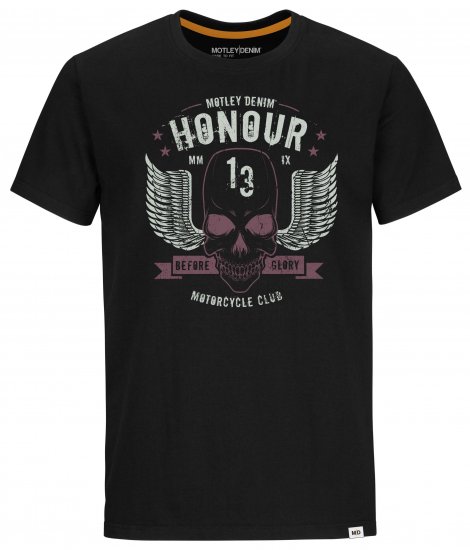 Motley Denim Sheffield T-Shirt Black - Majice Kratkih Rukava - Muške Majice Kratkih Rukava Veliki Brojevi 