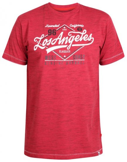 D555 Shelton T-shirt Red - Majice Kratkih Rukava - Muške Majice Kratkih Rukava Veliki Brojevi 