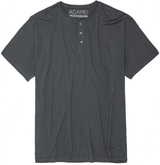 Adamo Silas Regular fit Serafino T-shirt Charcoal - Majice Kratkih Rukava - Muške Majice Kratkih Rukava Veliki Brojevi 