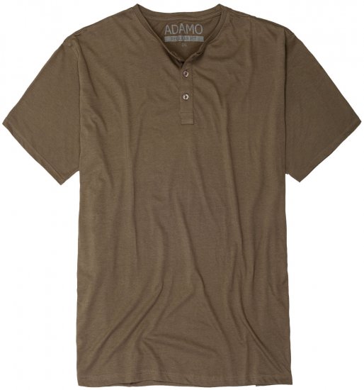 Adamo Silas Regular fit Serafino T-shirt Khaki - Majice Kratkih Rukava - Muške Majice Kratkih Rukava Veliki Brojevi 