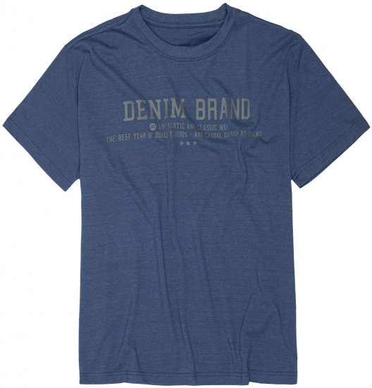 Adamo Simon Regular fit Printed T-shirt Denim Blue - Majice Kratkih Rukava - Muške Majice Kratkih Rukava Veliki Brojevi 