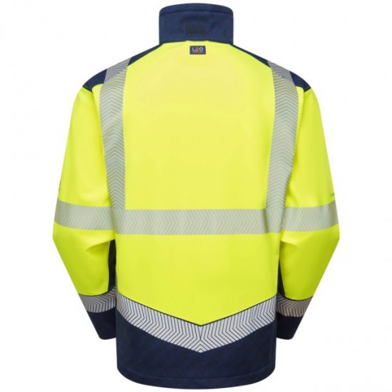 Leo Bowden Ecoviz Softshell Jacket Hi-Vis Yellow/Navy Print - Radna odjeća - Radna Odjeća Veliki Brojevi