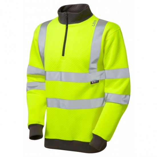 Leo Brynsworthy Ecoviz 1/4 Zip Sweatshirt Hi-Vis Yellow - Radna odjeća - Radna Odjeća Veliki Brojevi
