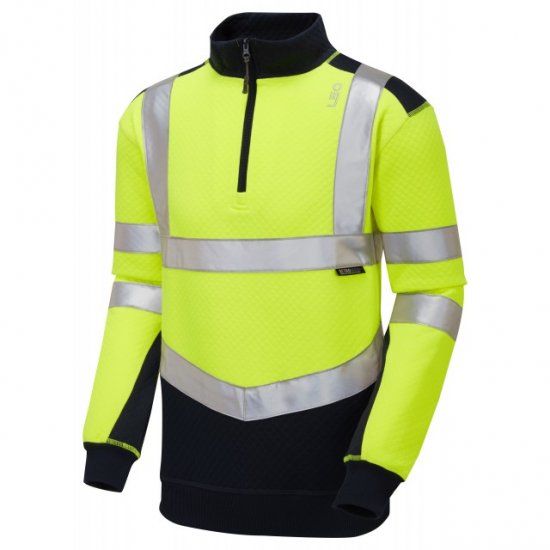 Leo Tapeley Ecoviz Dual Colour 1/4 Zip Sweatshirt Hi-Vis Yellow/Navy - Radna odjeća - Radna Odjeća Veliki Brojevi