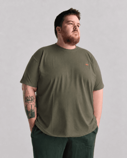 Motley Denim Stockholm T-shirt Dark Khaki - Majice Kratkih Rukava - Muške Majice Kratkih Rukava Veliki Brojevi 