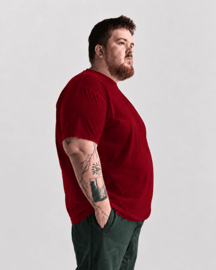 Motley Denim Stockholm T-shirt Red - Majice Kratkih Rukava - Muške Majice Kratkih Rukava Veliki Brojevi 