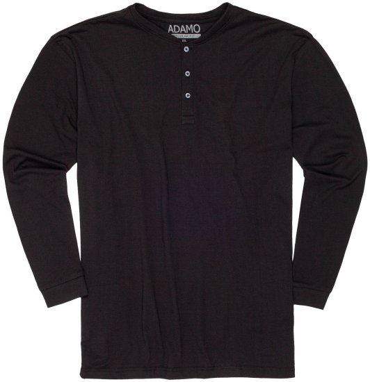 Adamo Sven Regular fit Serafino Long sleeve T-shirt Black - Majice Kratkih Rukava - Muške Majice Kratkih Rukava Veliki Brojevi 