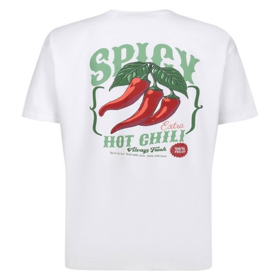 Espionage T457 Spicy Chilli Majica s printom bijela - Majice Kratkih Rukava - Muške Majice Kratkih Rukava Veliki Brojevi 