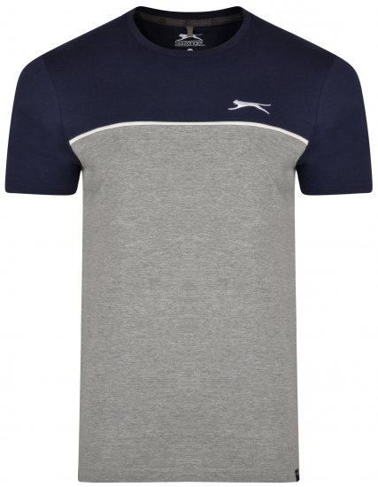 Slazenger Tarique T-shirt Navy/Grey - Majice Kratkih Rukava - Muške Majice Kratkih Rukava Veliki Brojevi 