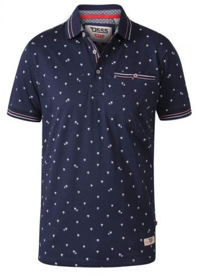 D555 Thames Polo With Chest Pocket Navy - Polo majice - Muške Polo Majice Veliki Brojevi