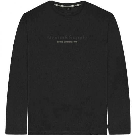 Double Outfitters TS-9173 Long Sleeve T-Shirt Embossed Black - Majice Kratkih Rukava - Muške Majice Kratkih Rukava Veliki Brojevi 