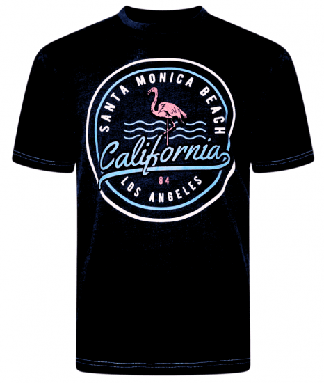 Kam Jeans 5707 Santa Monica Tee Black - Majice Kratkih Rukava - Muške Majice Kratkih Rukava Veliki Brojevi 