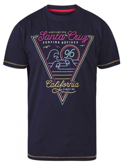 D555 Valley Santa Cruz Crew Neck Printed T-Shirt Black - Majice Kratkih Rukava - Muške Majice Kratkih Rukava Veliki Brojevi 