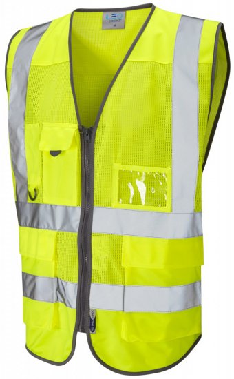 Leo Cobbaton Coolviz Superior Waistcoat Hi-Vis Yellow - Radna odjeća - Radna Odjeća Veliki Brojevi