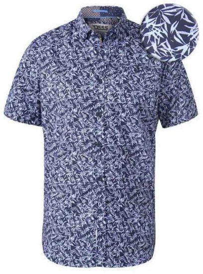 D555 Walpack Hawaiian Ao Print Short Sleeve Shirt Blue - Košulje - Muške Košulje Veliki Brojevi