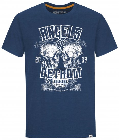 Motley Denim Whitby T-shirt Dark Indigo - Majice Kratkih Rukava - Muške Majice Kratkih Rukava Veliki Brojevi 