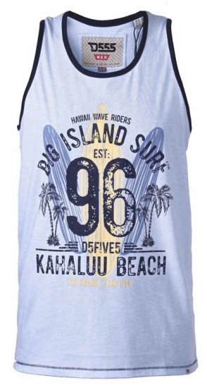 D555 Wirral Hawaii Surf Board Printed Vest Sky Blue - Majice Kratkih Rukava - Muške Majice Kratkih Rukava Veliki Brojevi 