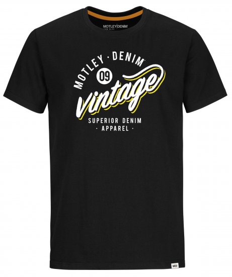 Motley Denim Worthing T-Shirt Black - Majice Kratkih Rukava - Muške Majice Kratkih Rukava Veliki Brojevi 