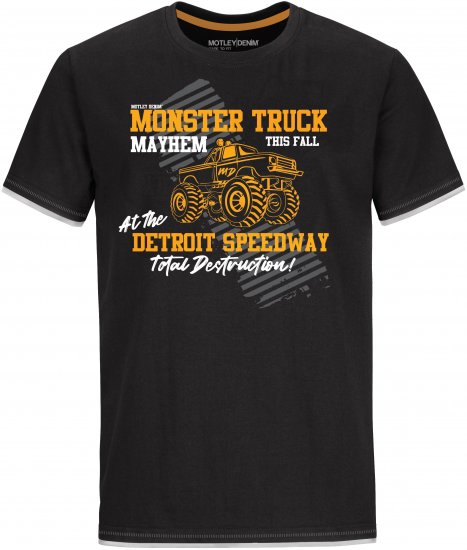 Motley Denim Yeovil T-Shirt Black - Majice Kratkih Rukava - Muške Majice Kratkih Rukava Veliki Brojevi 